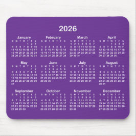 Royal Purple och Vit 2026 Kalender Musmatta
