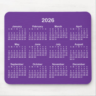 Royal Purple och Vit 2026 Kalender Musmatta