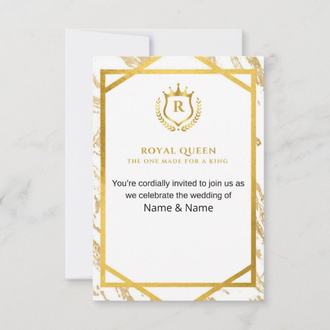 Royal Queen Made for A King Wedding Invitations Inbjudningar (Framsida)