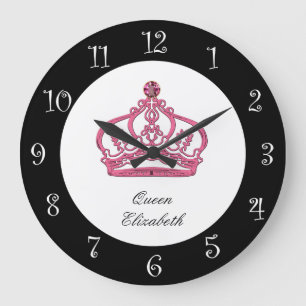 Royal Queen Monogram Wall Clock Stor Klocka