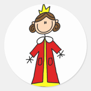 Royal Queen Stick figur Sticker Runt Klistermärke