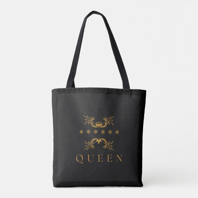 Royal Queen Text med Elegant Krona Image Shopping Tygkasse (Baksida)