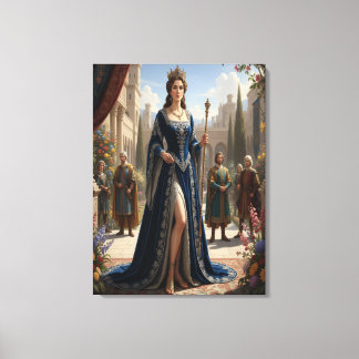 Royal Queen with Scepter in Palace Garden Canvastryck