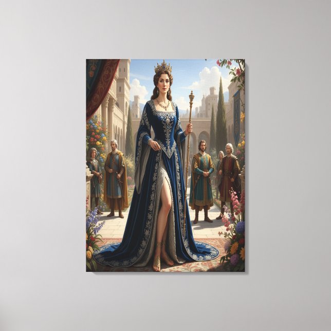 Royal Queen with Scepter in Palace Garden Canvastryck (Framsida)