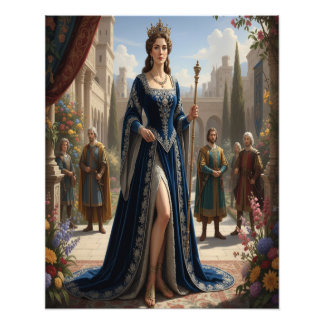 Royal Queen with Scepter in Palace Garden Fototryck