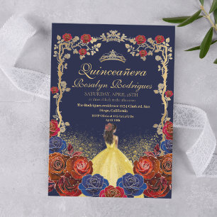 Royal Quinceanera Beauty & best Navy Blue Inbjudningar
