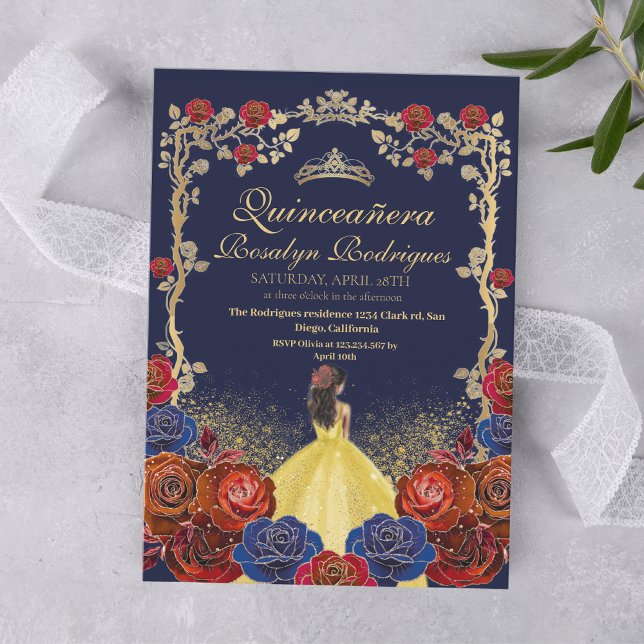 Royal Quinceanera Beauty & best Navy Blue Inbjudningar (Skapare uppladdad)