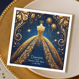 Royal Quinceañera Guld och Princess Theme Pappersservett