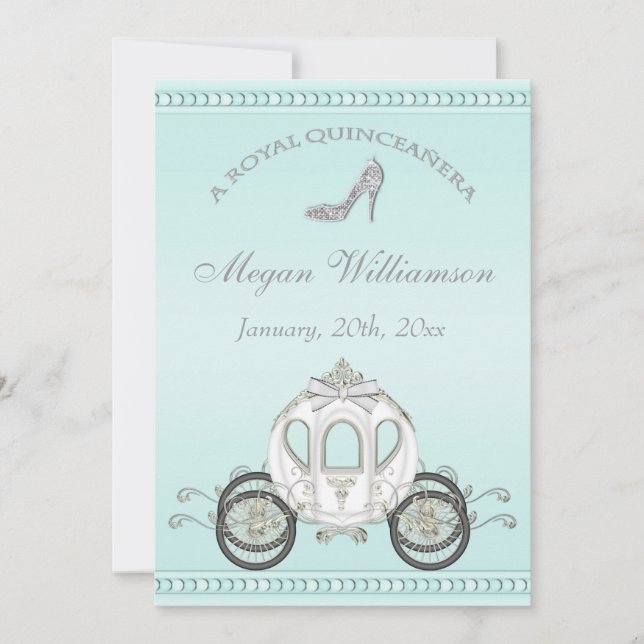 Royal Quinceañera Princess Coach & Gnistra Heels Inbjudningar (Framsida)