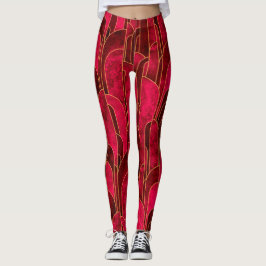 Royal Red and Guld Art Deco Mönster Leggings