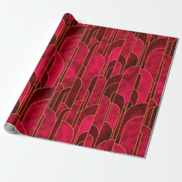 Royal Red and Guld Art Deco Mönster Presentpapper