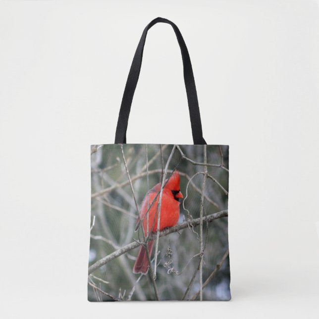 Royal Red Cardinal Prated Tote Bag Tygkasse (Framsida)
