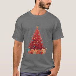 Royal Red Festive Glow: Premium Christmas Tree T Shirt