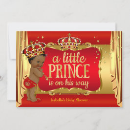 Royal Red Guld Boy Prince Baby Shower Ethnic Inbjudningar