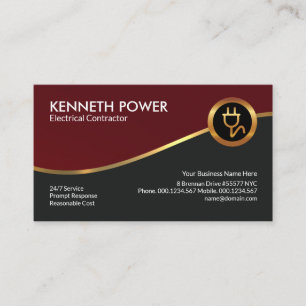 Royal Red Guld Wave Electrical Contractor Visitkort