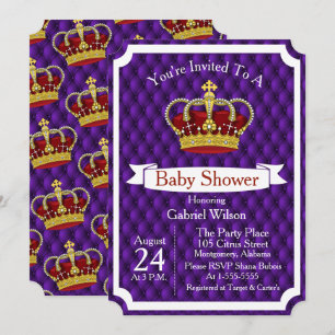 Royal Red Krona & Lila Regal Baby Shower Inbjudningar
