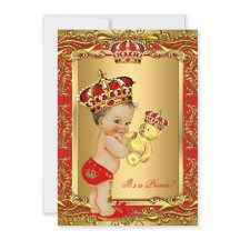 Royal Red Prince Krona Baby Shower Bear
