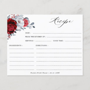 Royal Red White Silver Möhippa Recept Card
