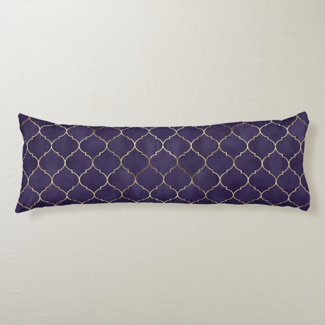 Royal Rhythms: Lila andalusisk marockansk geometri Kroppskudde (Framsidan)