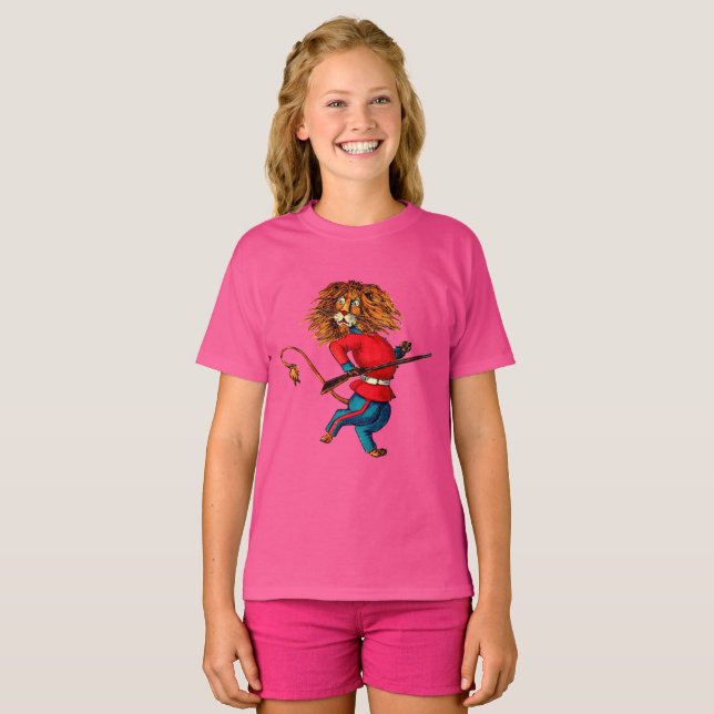 Royal Roar: British Lejon Retro Funny T Shirt (Hel framsida)