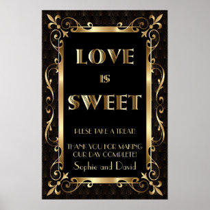 Royal Roaring 20:e Guld Art Deco Kärlek är Sweet Poster
