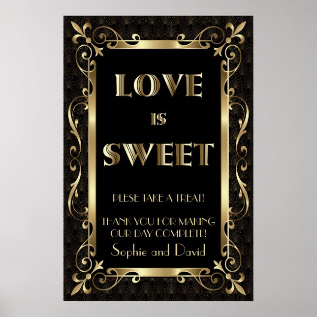 Royal Roaring 20:e Guld Art Deco Kärlek är Sweet Poster (Framsidan)