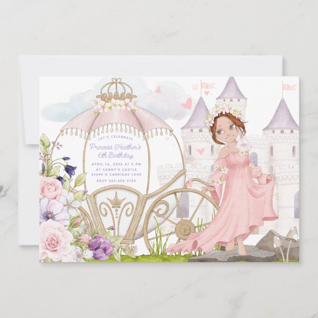 Royal | Röda prinsessan Birthday Inbjudningar (Framsida)