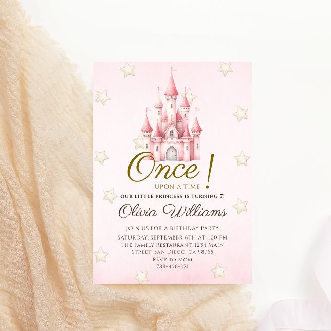 Royal Rosa Fairytale Princess Birthday Inbjudningar (Skapare uppladdad)