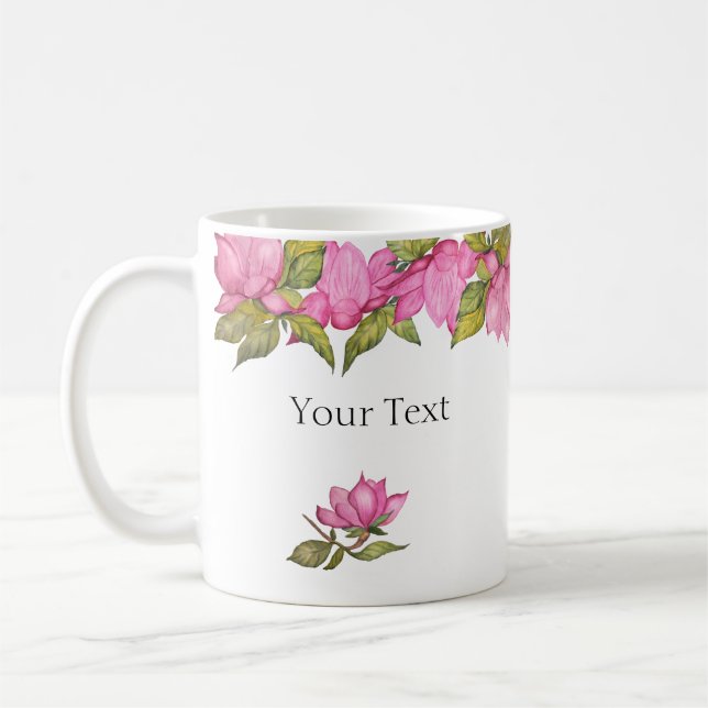 Royal rosa magnolias kaffemugg (Vänster)