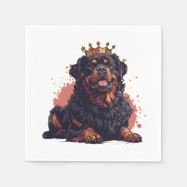 Royal Rottweiler Hund Queen Krona Pappersservett (Framsidan)