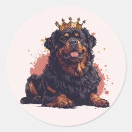 Royal Rottweiler Hund Queen Krona Runt Klistermärke