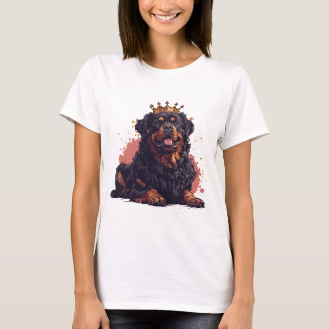 Royal Rottweiler Hund Queen Krona T Shirt (Framsida)