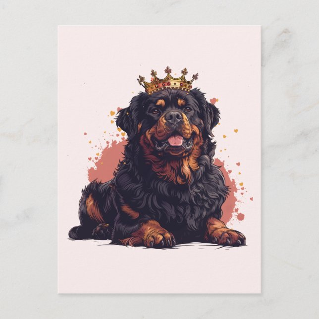 Royal Rottweiler Hund Queen Krona Vykort (Framsida)