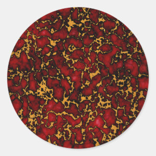 Royal Ruby Red och Guld Marble Struktur design Runt Klistermärke