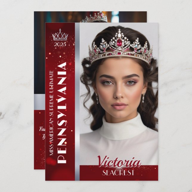 Royal Ruby Shimmer Skönhetstävling Autograph Photo Inbjudningar (Fram/baksida)