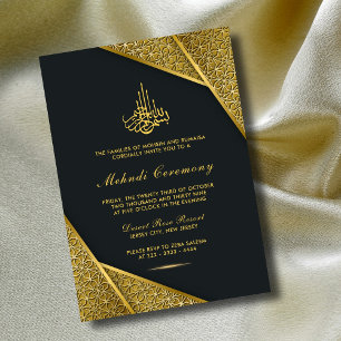 Royal & Rustic Guld Elegant Lyx Islamisk Mehndi Inbjudningar