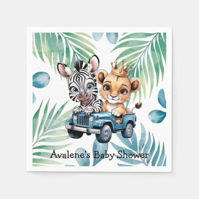 Royal Safari Ride Boy Baby Shower Pappersservett (Framsidan)