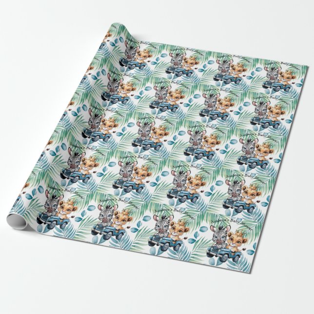 Royal Safari Ride Boy Baby Shower Presentpapper (Utrullad)