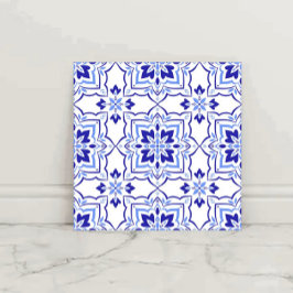  Royal Sapphire Elegant Blue Floral Mosaic Kakelplatta
