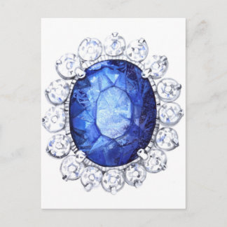 Royal Sapphire Ursprunglig vattenfärg Vykort
