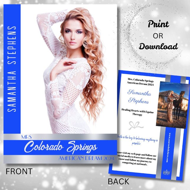 Royal Shine Autografkort för Tävlingar Inbjudningar (This autograph card design features your pageant title, text and custom photos to promote your reign)