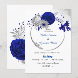 royal silver blommigt-utandningen bröllop inbjudningar