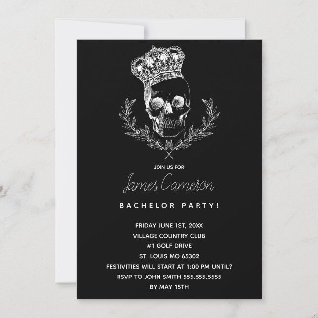 Royal Skull Bachelor Party Inbjudningar (Framsida)