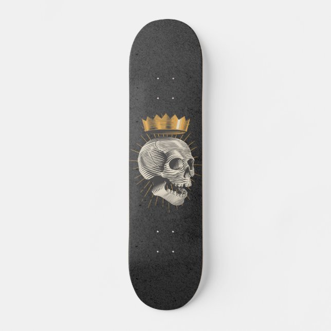 Royal Skull Kung Krona Grunge Gothic Goth Black Mini Skateboard Bräda 18,5 Cm (Framsida)