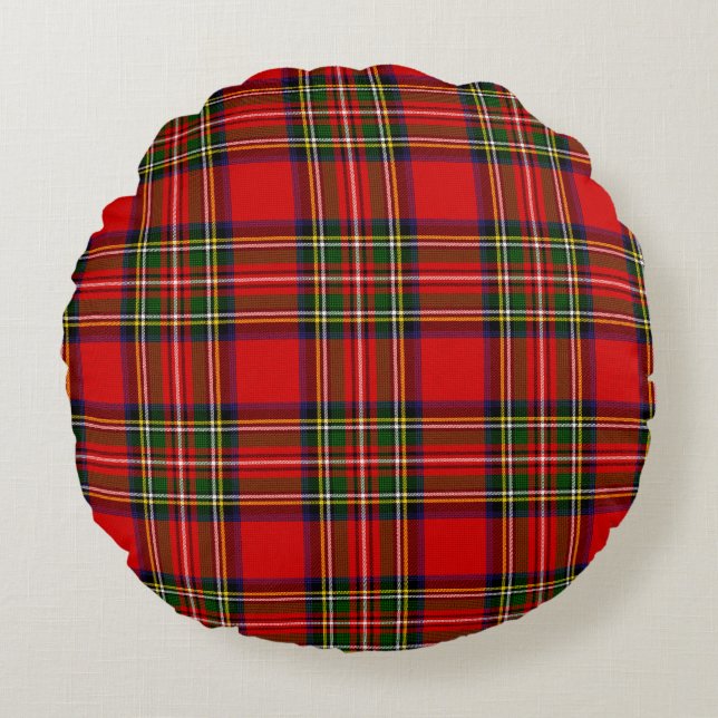 Royal Stewart Clan Tartan Plaid  Rund Kudde (Framsidan)