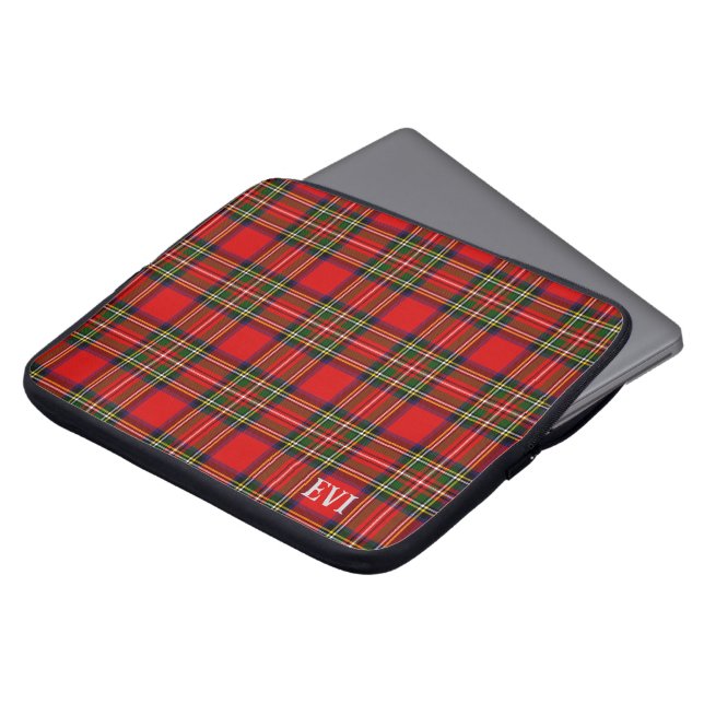Royal Stewart Klan Tartan Play Monogram Namn Laptop Fodral (Framsida topp)
