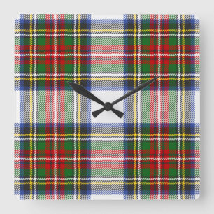 Royal Stewart Klan Tartan Play Mönster Fyrkantig Klocka