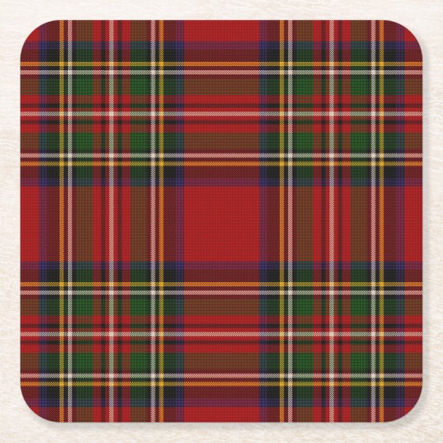 Royal Stewart Klan Tartan Play Underlägg Papper Kvadrat (Framsidan)