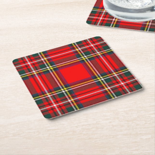 Royal Stewart Klan Tartan Play Underlägg Papper Kvadrat (Vinklad)