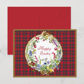 Royal Stewart Modern Scottish Tartan Påsk Blommigt Helg Vykort